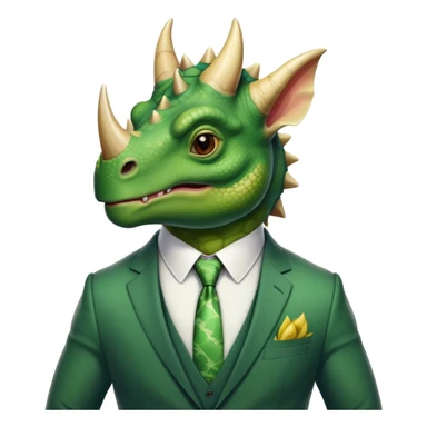 faces of different office green triceratops in a suit sticker