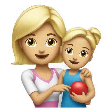 blonde women playing with blonde child with toys sticker