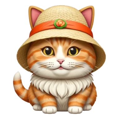 cat wearing a hat made out of sushi sticker