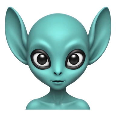 teal alien with two ears and big black eyes sticker