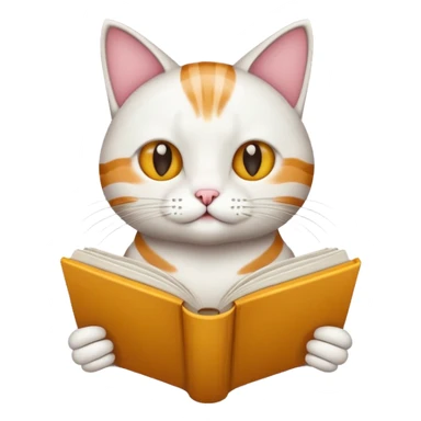 Cat reading white book sticker