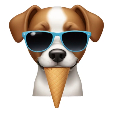 dog eating ice cream with sunglasses sticker