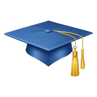 blue graduation cap with yellow tassel sticker