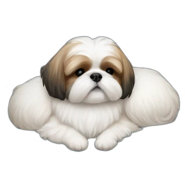 Shih tzu sleeping in light blue circular dog bed sticker