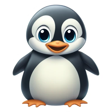 A baby penguin and a baby frog in cartoon style hugging at Christmas sticker