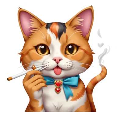 beautiful cat with ribbons blowing a kiss smoking a cigarette sticker