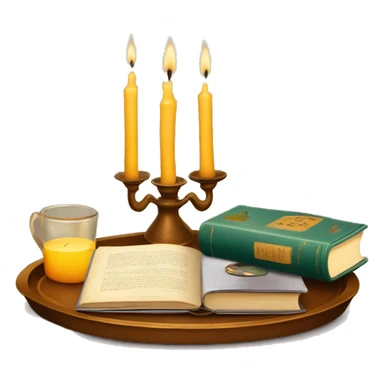 vintage tray with books and candle sticker