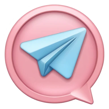 pastel pink Telegram logo in iOS Apple emoji style sticker