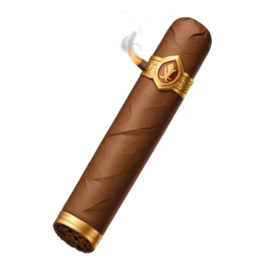Emoji-style cigar icon, dark brown wrapper, subtle smoke, minimalistic, clean silhouette, metal details, no gold sticker