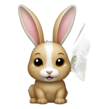 rabbit and Ukrainian flag sticker