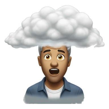 man who drops it came out of his mouth with a cloud above it that symbolizes a thought sticker