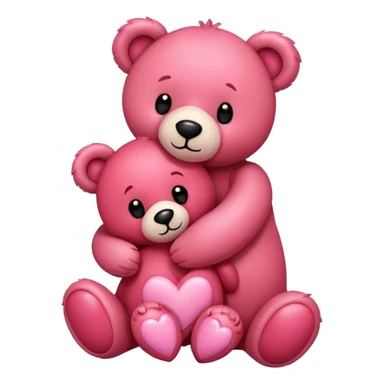 Teddy hugging another teddy with hearts sticker