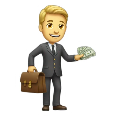 A man with cash in hand sticker