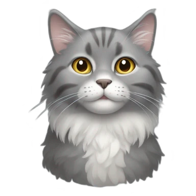 fluffy gray cat with a white spot on his chest sticker
