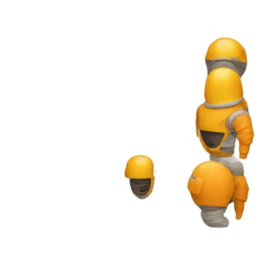 Astronaut with no face wearing orange outfit and yellow visor  sticker