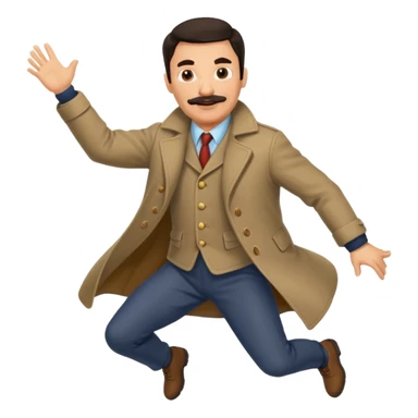 Middle age period Dark haired Man with mustache wearing a coat of mail and jumping sticker