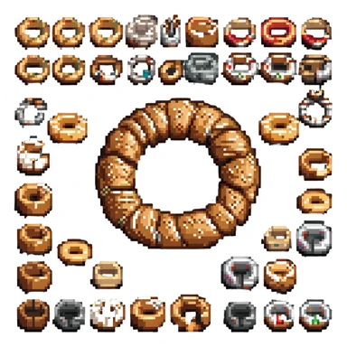 simit Turkish sesame bread ring pixel art style sticker