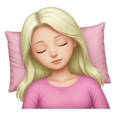 Long platinum blonde hair girl with green eyes in  pink top sleeping  sticker