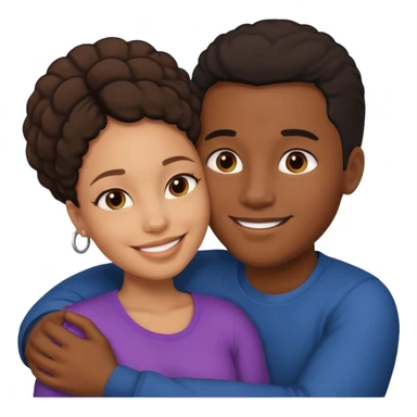 Ebony couple, light skin female brown skin male cuddling  sticker