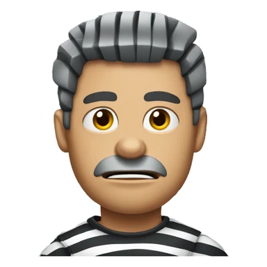 angry prisoner dressed in vertical striped prison clothes sticker