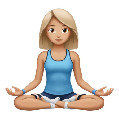 The same girl is sitting in a lotus position, with shoulder-length hair and sportswear. sticker