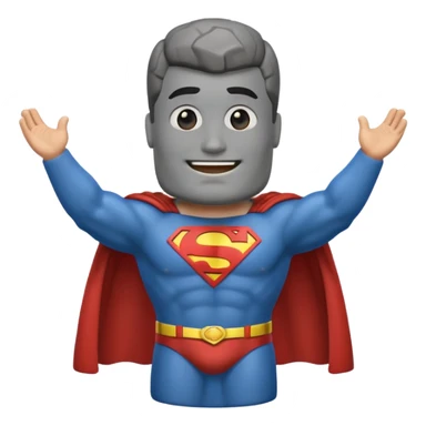 a moai emoji with a superman cape with the original facw sticker