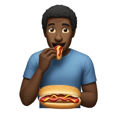 Black man eating hotdog sticker
