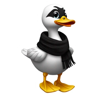 Happy duck that crossed the road and is black. Wearing a scarf sticker