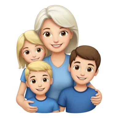 white mum with 3 childrem, 2 boys and 1 girl sticker