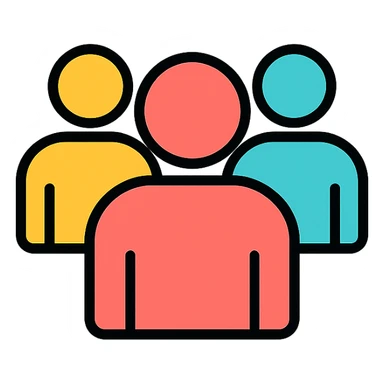 group of people, icon, color outline style, friendly and approachable sticker