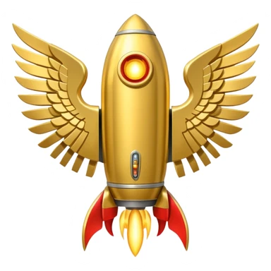 gold ancient wide jetpack with extremely wide rocket wings, back view, no fire sticker