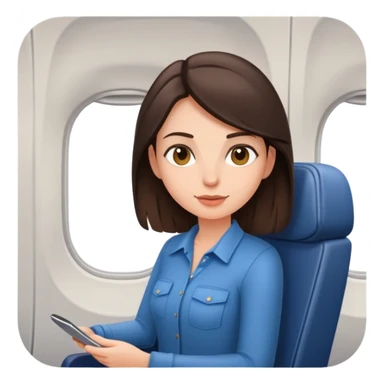 Casual brunette on airplane seat sticker