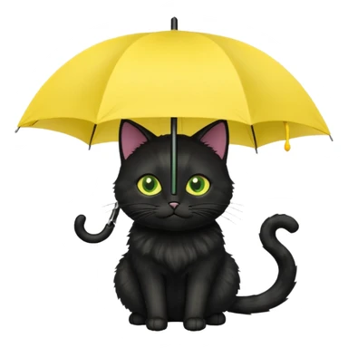black cat is holding a yellow umbrella. sticker