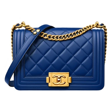 chanel le boy dark blue bag with gold hardware sticker