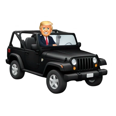 Donald Trump sitting in a black jeep  sticker