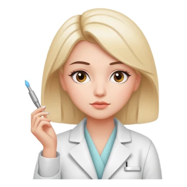 girl cosmetologist, thoughtful expression, soft colors, beauty clinic vibe thinking pose sticker