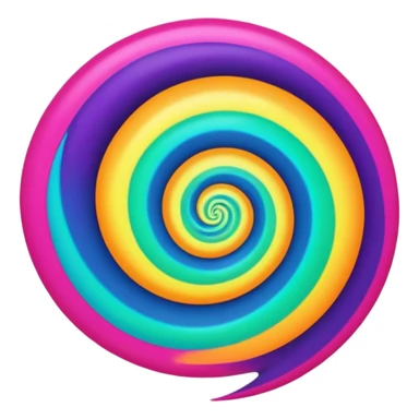 create  a Circular emoji, thin black outline, neon energy tornado vortex, clockwise glowing spiral, blue and green outer swirls, magenta and purple core, red inner arc, yellow-orange base glow, smooth gradients, psychedelic futuristic style, high saturation, intense glow, centered sticker