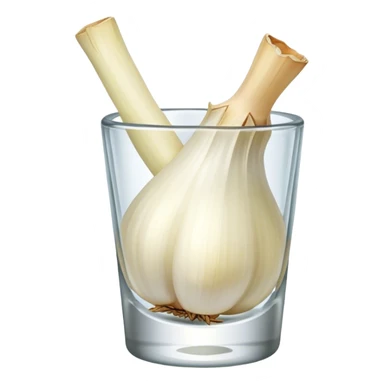 A piece of garlic clove in a shot glass  sticker