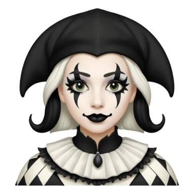make a black and white jester uniform with white makeup and black lipstick sticker