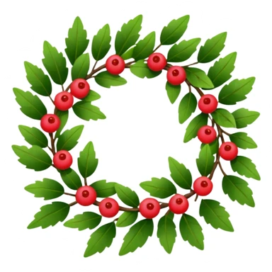 A leafy wreath with small berries woven between the branches. sticker