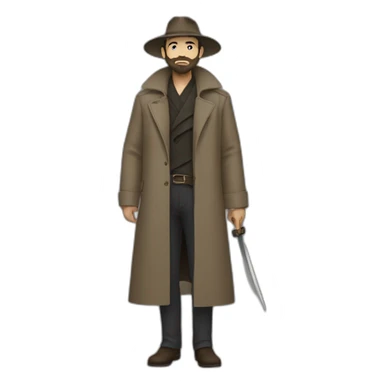 reddit moderator (neck beard, full body, trenchcoat, katana) sticker
