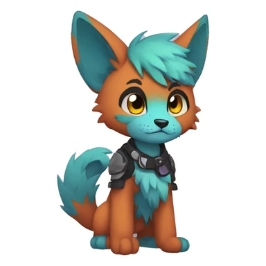 Edgy colorful anthro fursona Fakemon sticker