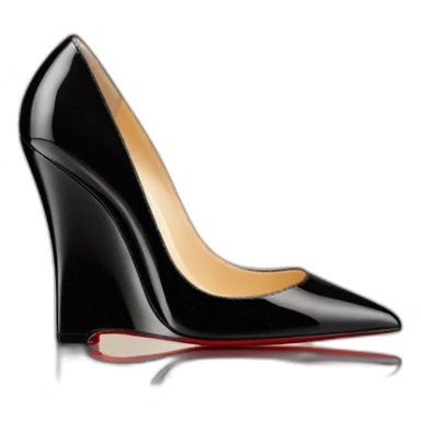 One WEDGE heel LOUBOUTIN black leather PATENT sticker