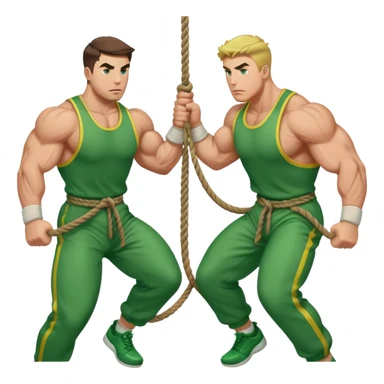 players in green jumpsuits playing intense tug-of-war sticker