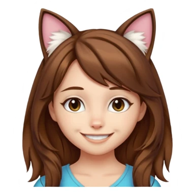 a girl with brown hair, cat ears and a tail saying "im lauren" sticker