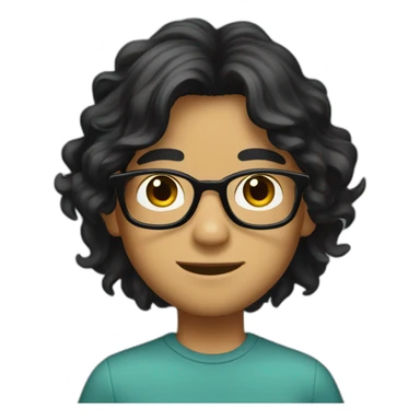 G A boy with glasses, black hair, long hair, tanned skin sticker