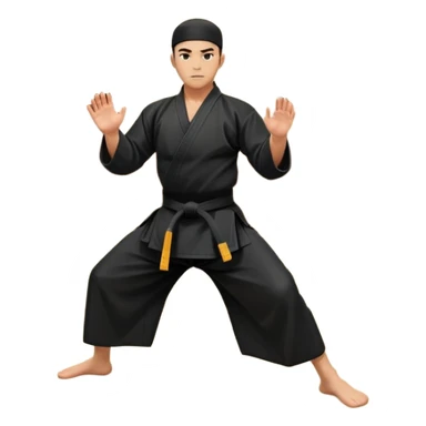 An icon depicting a martial artist in a black gi performing an Aikido technique in a dojo. The background showcases wooden floors, traditional dojo decor, and soft lighting that creates a peaceful yet focused atmosphere. The Aikido practitioner demonstrates fluid movement and precision.  sticker