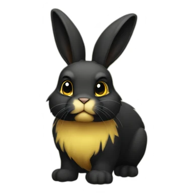 fierce looking yellow and black colored bunny facing to the right sticker