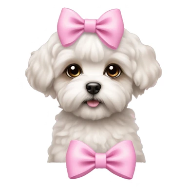schichon puppy pink bow sticker