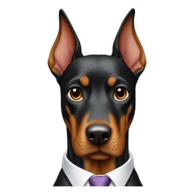Doberdore dog in tie and with briefcase (floppy ears) sticker